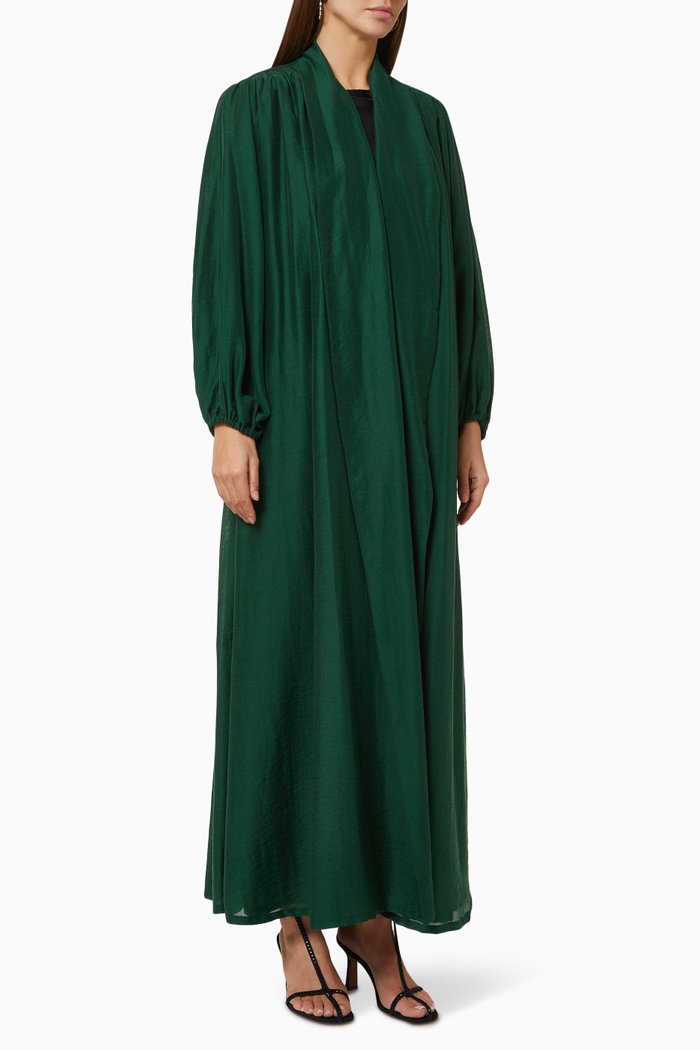 

Balloon Sleeve Pleated Abaya, Green