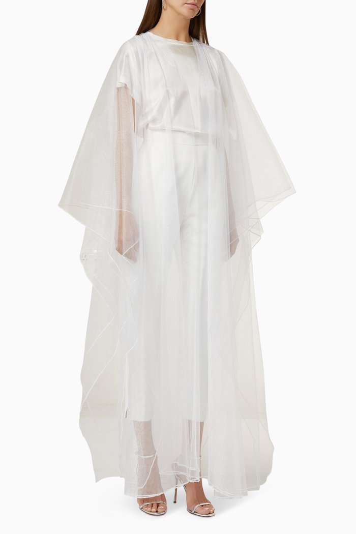 

Tulle Wedding Abaya, White