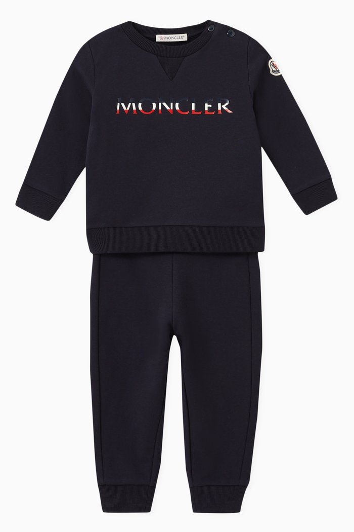 

Logo Print Tracksuit in Stretch Fleece, Set of Two, Black