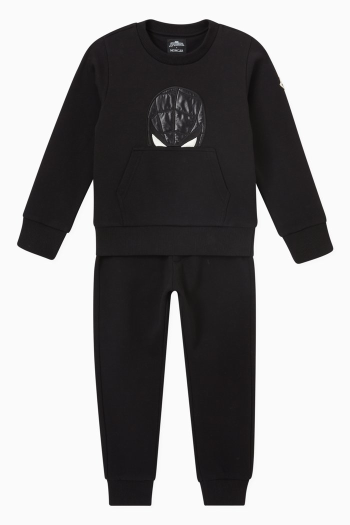 

Spiderman Motif Sweatshirt & Sweatpants Set in Cotton, Black