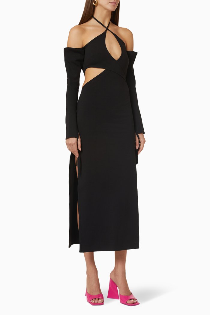 

Greta Cut-Out Dress in Cotton Jersey, Black
