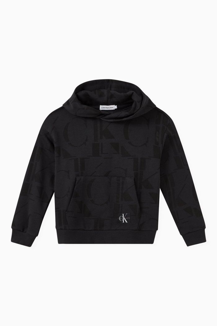 

Logo Monogram Hoodie in Cotton, Black