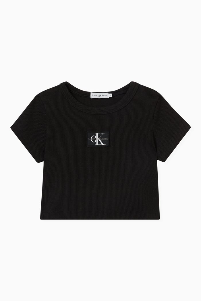 

Logo T-shirt in Ribbed Cotton, Black