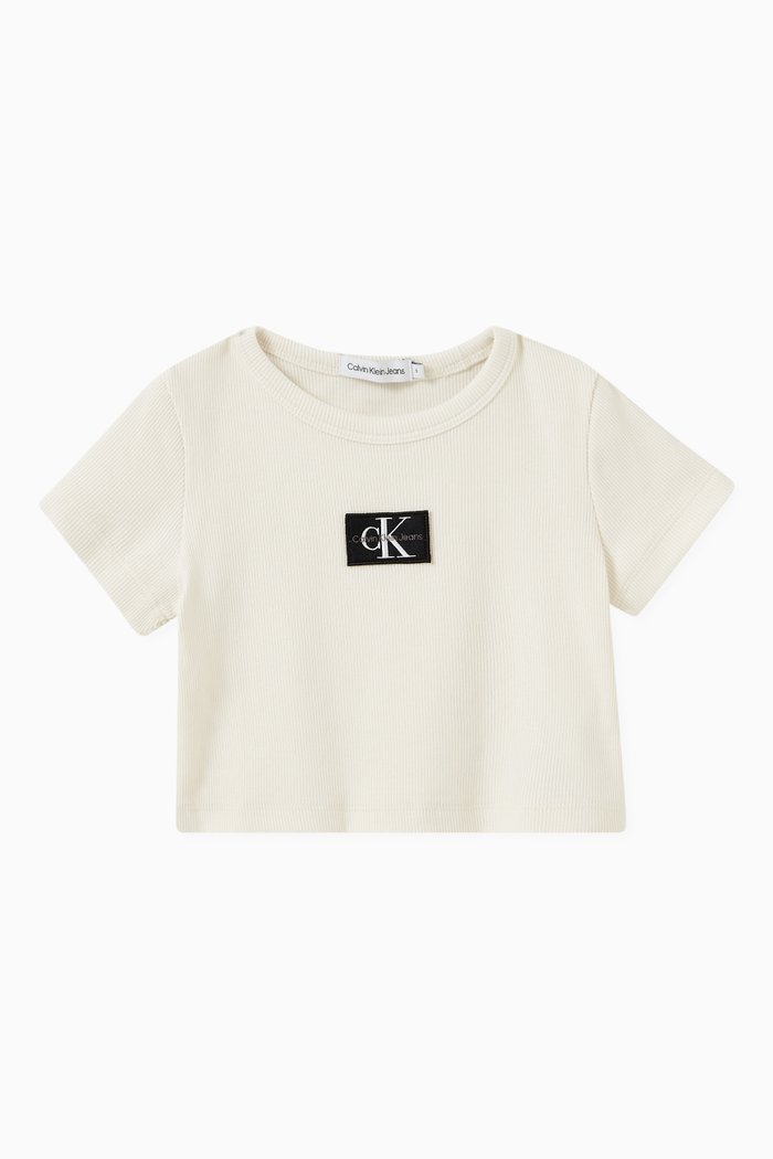 

Monogram Ribbed T-shirt in Stretchy Cotton, Neutral