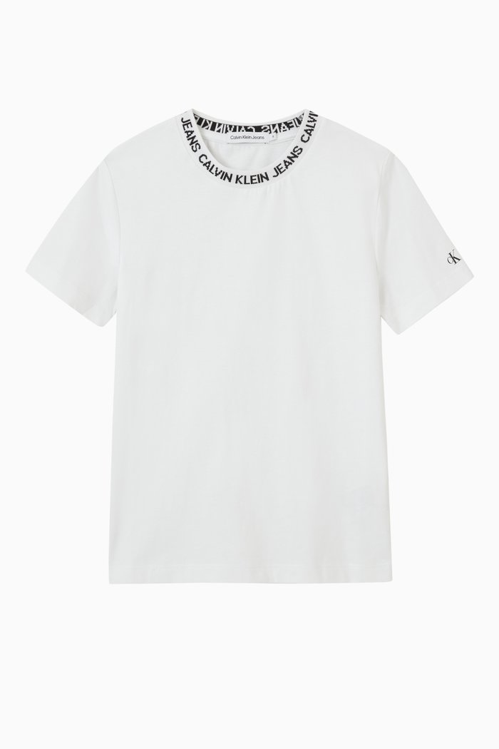 

Intarsia Logo Collar T-shirt in Cotton, White