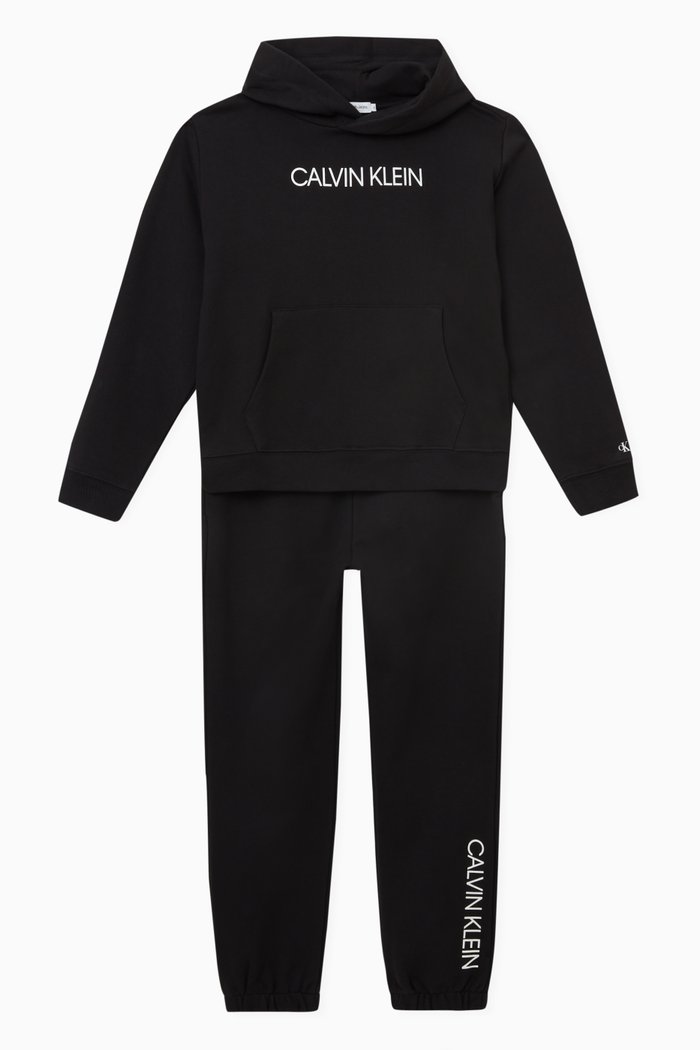 

Institutional Logo Hoodie & Joggers Set, Black