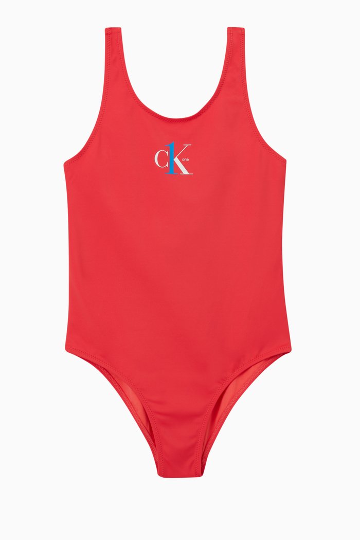 Logo One-Piece Swimsuit, Pink