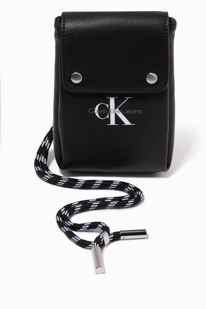 

Logo Phone Holder Bag in Faux Leather, Black