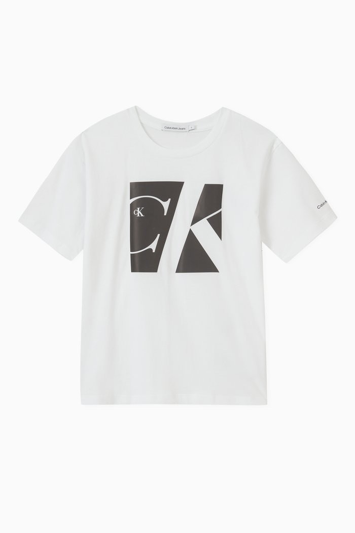 

Reflective Monogram Print T-shirt in Cotton, White