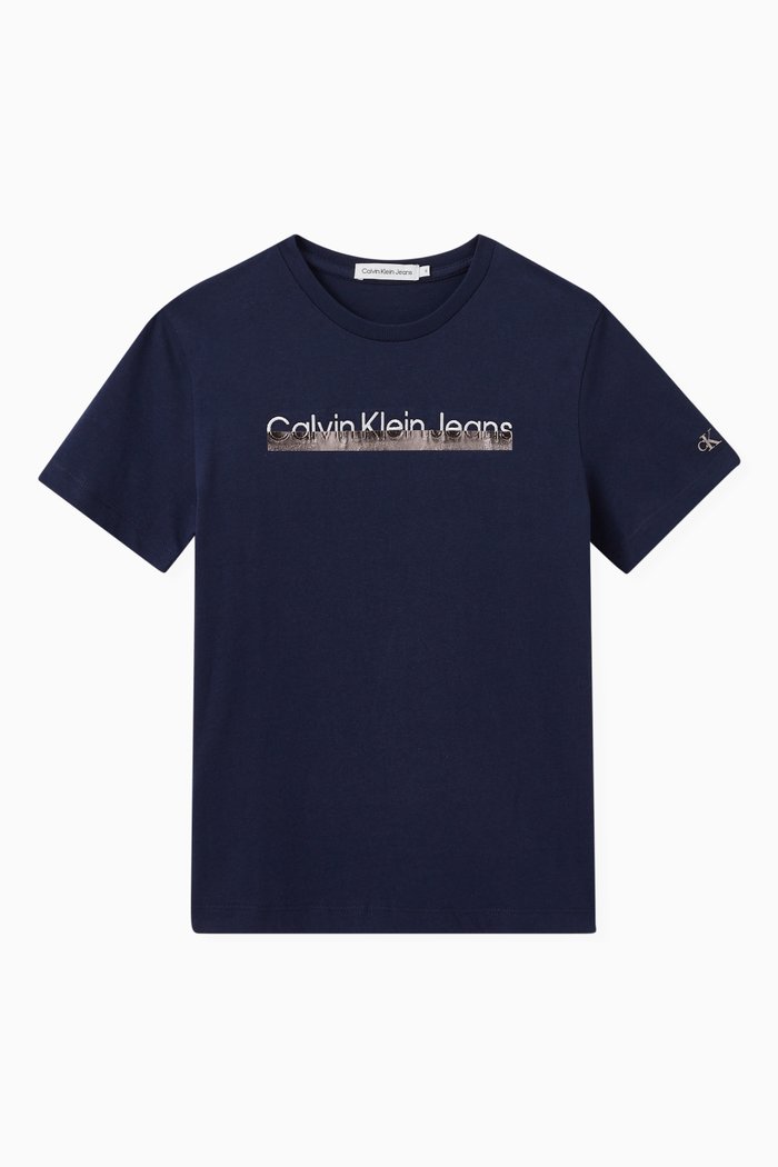 

Metallic Institutional Logo T-shirt in Cotton, Blue