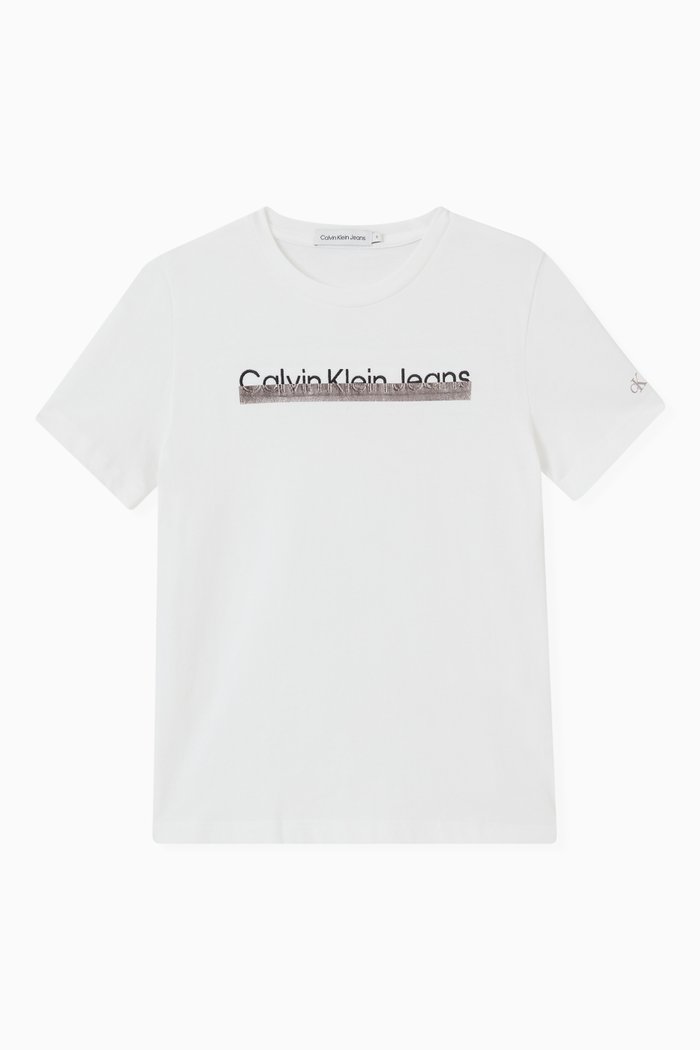 

Metallic Institutional Logo T-shirt in Cotton, White