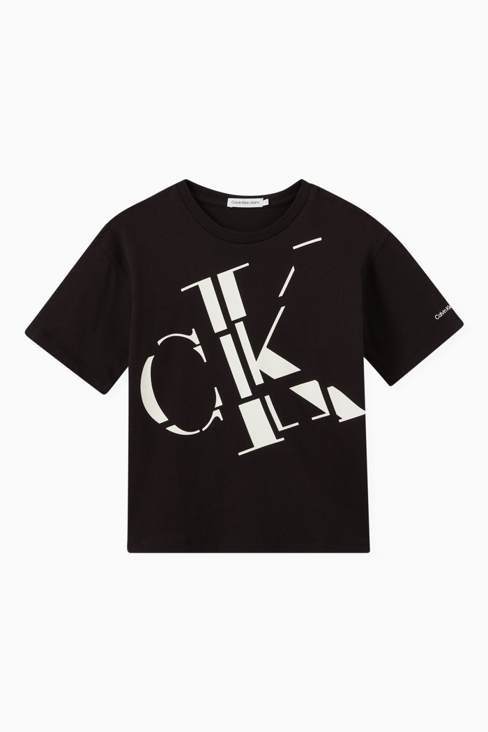 

Monogram Logo Print T-shirt in Cotton, Black