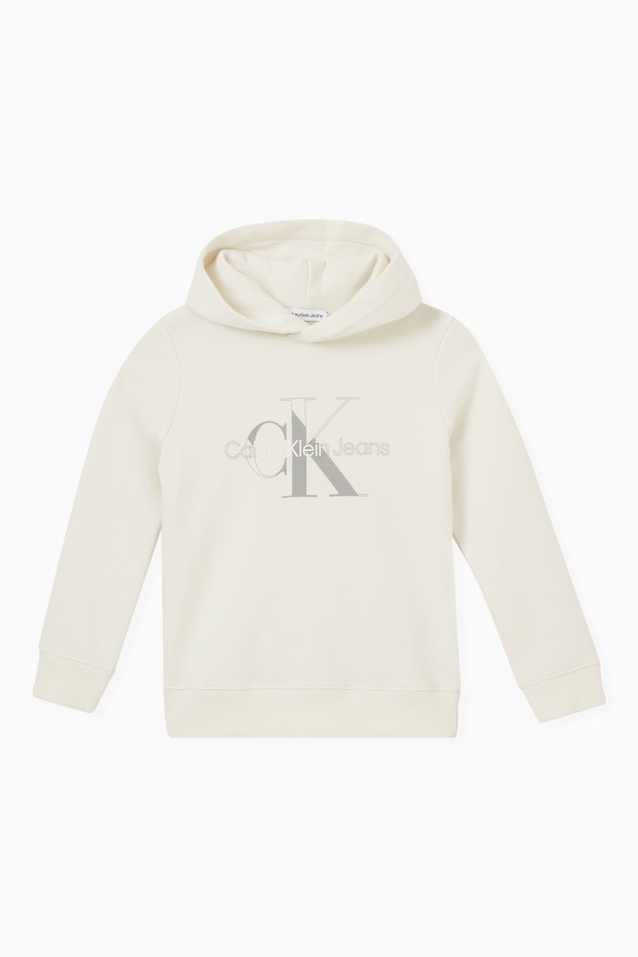 

Reflective Logo Hoodie in Cotton Fleece, Neutral