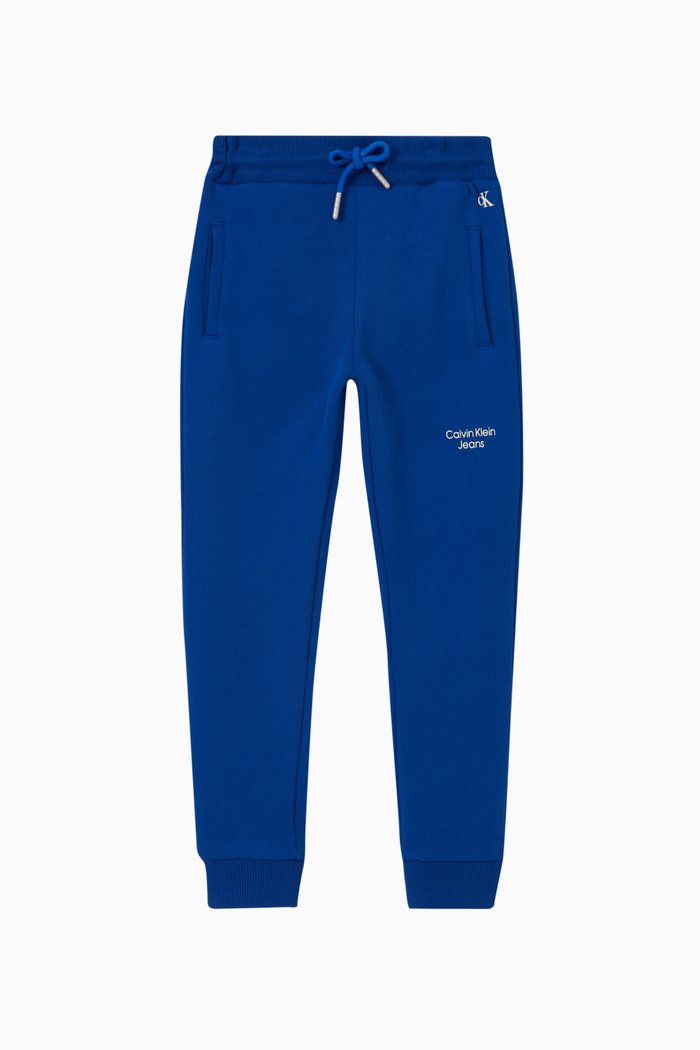CKJ Stack Logo Sweatpants in Organic Cotton-blend, Blue