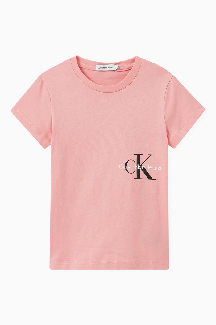 

Logo Print T-shirt in Cotton, Pink