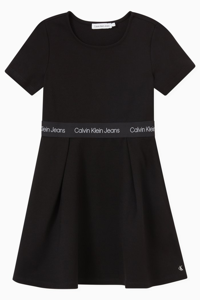 

Logo Tape Dress in Cotton, Black