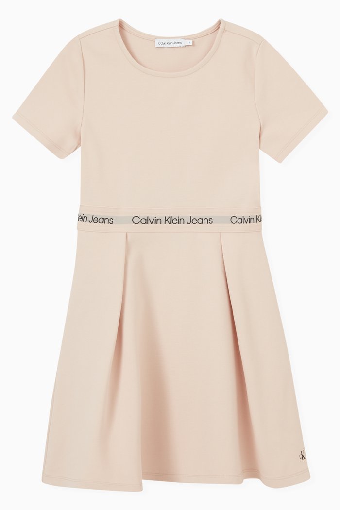 

Logo Tape Dress in Cotton, Pink