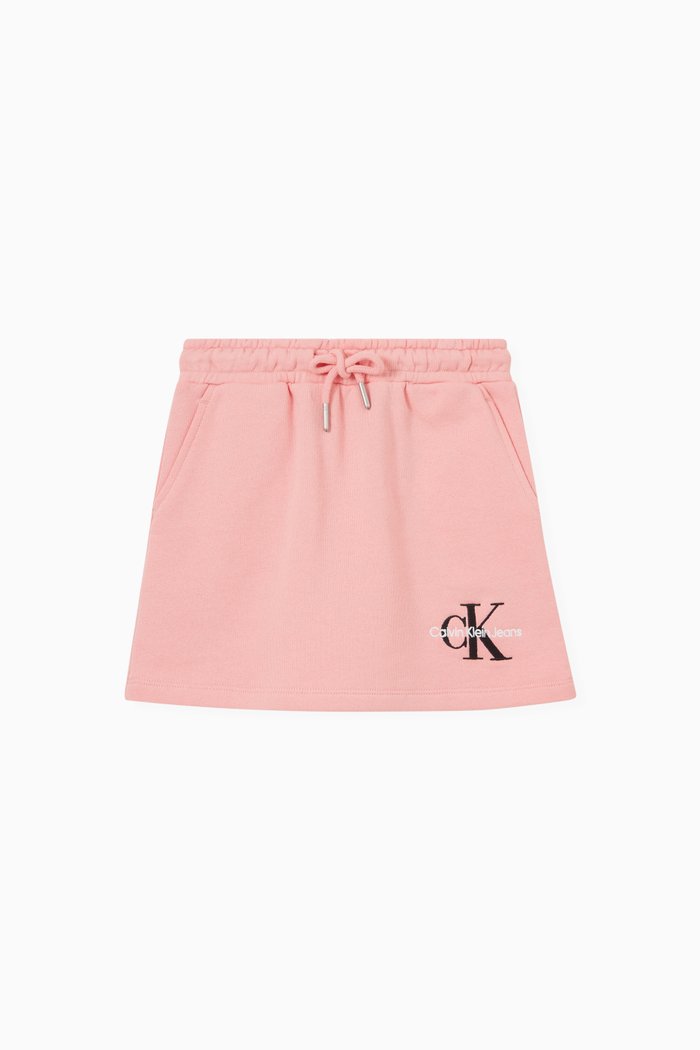 Logo Skirt in Organic Cotton Terry, Pink