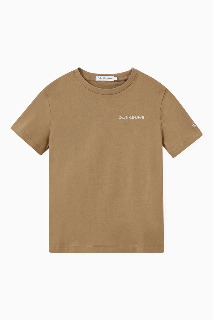 

Logo Print T-shirt in Cotton, Brown