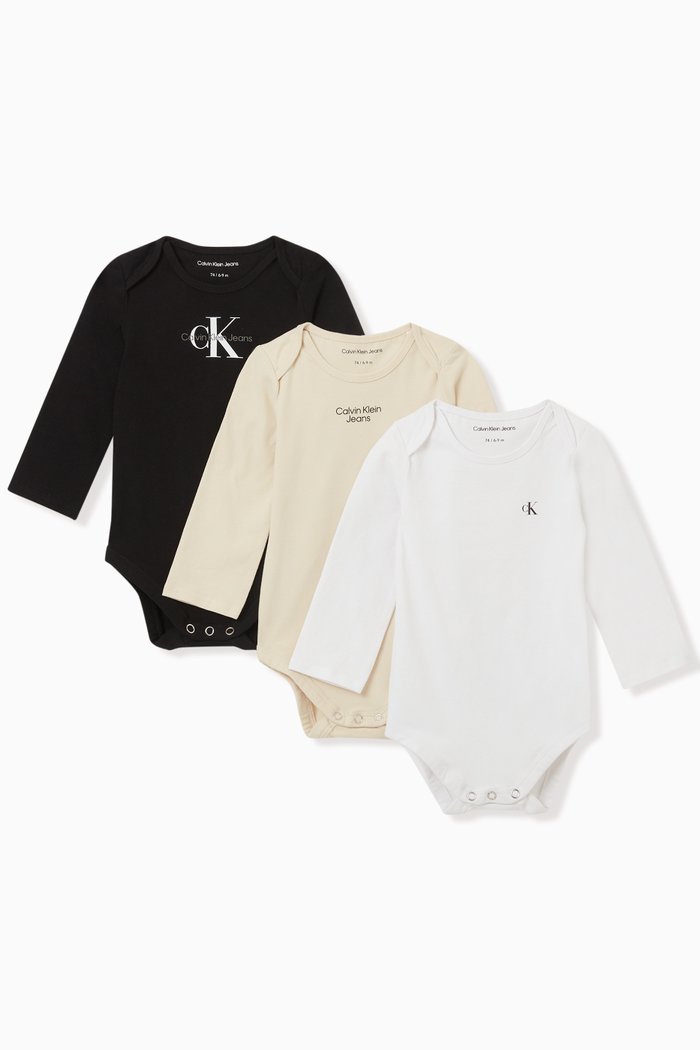 

3-Pack Long Sleeved Bodysuit, Black