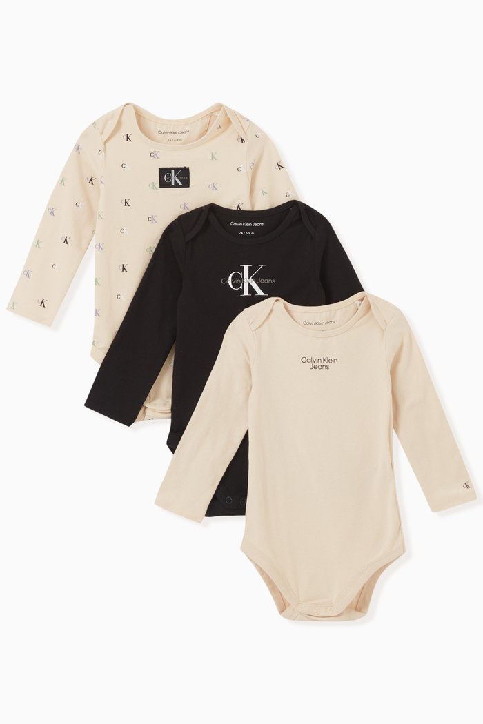 

Logo Bodysuit in Cotton, Set of 3, Multicolour