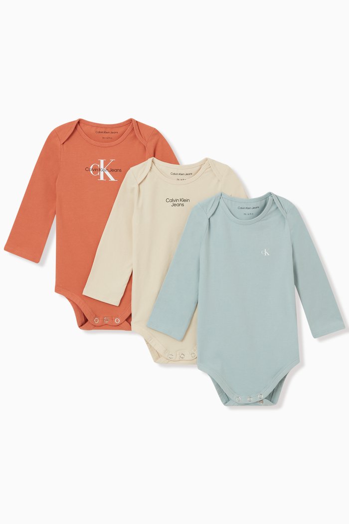 

3-Pack Long Sleeved Bodysuit, Blue