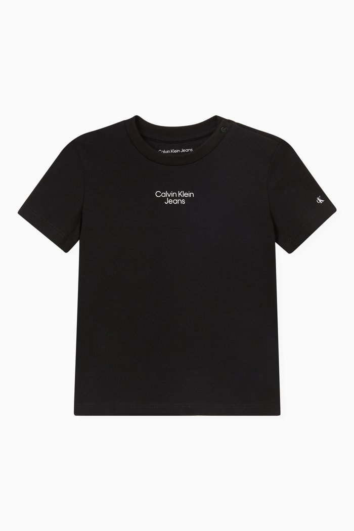 

Logo Stack T-shirt in Cotton, Black