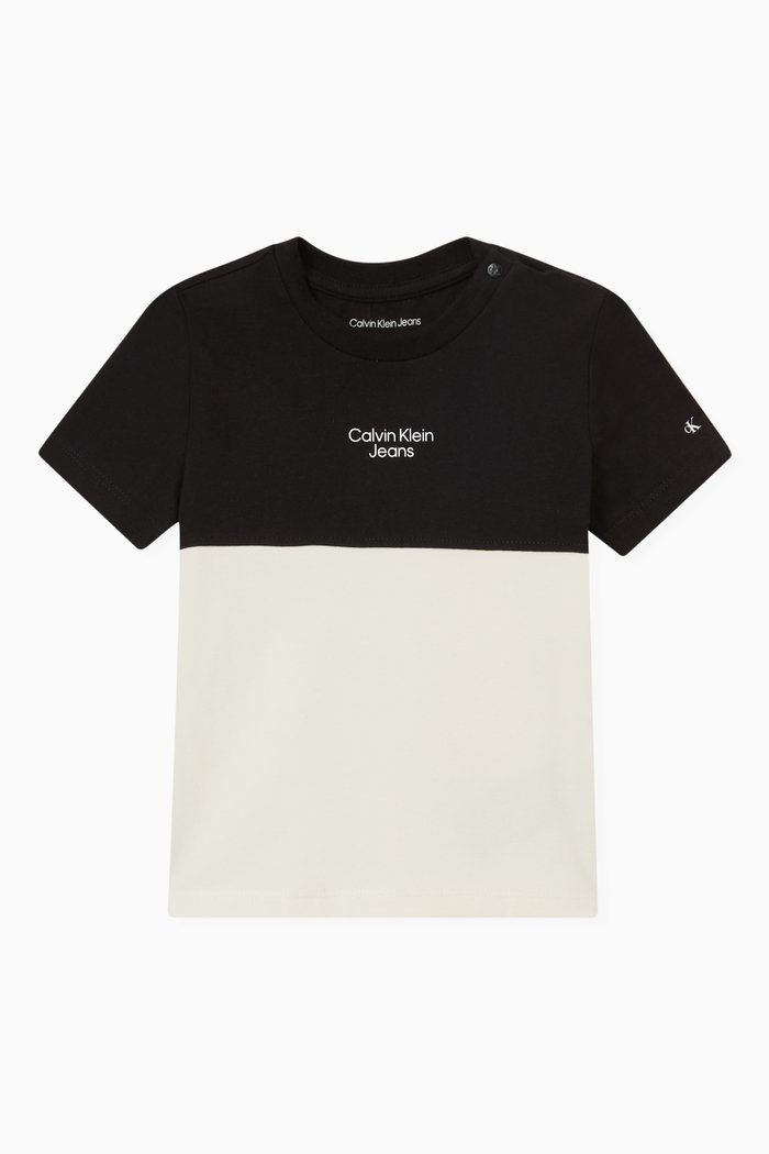

Colour-block Logo T-shirt in Cotton Jersey, Black