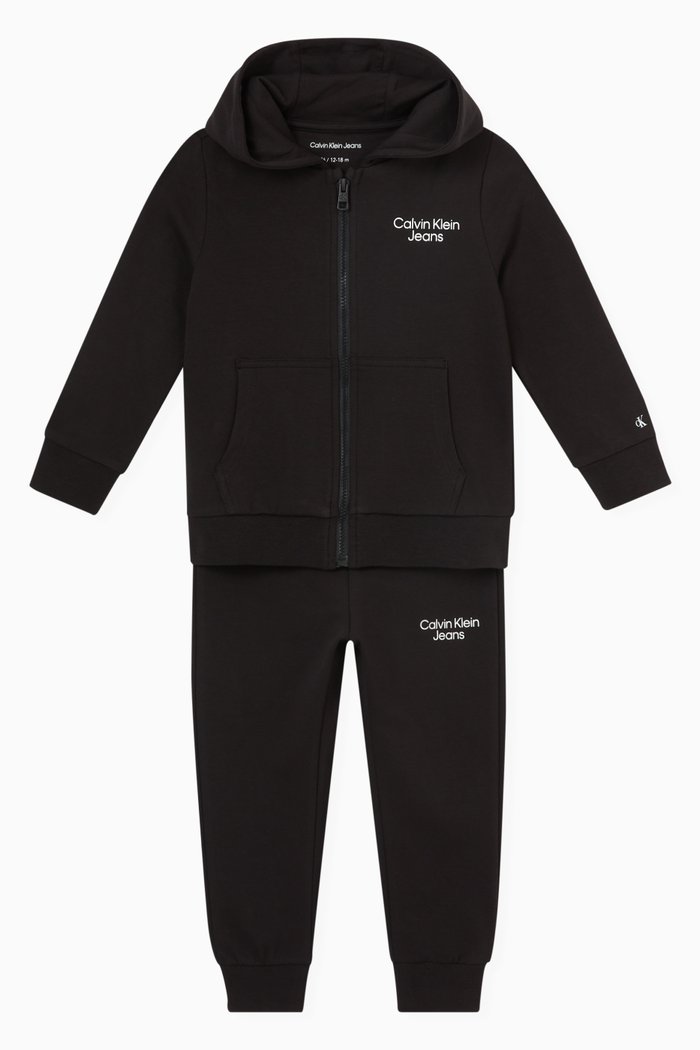 

Logo Zip-up Tracksuit Set in Organic Cotton Terry, Black