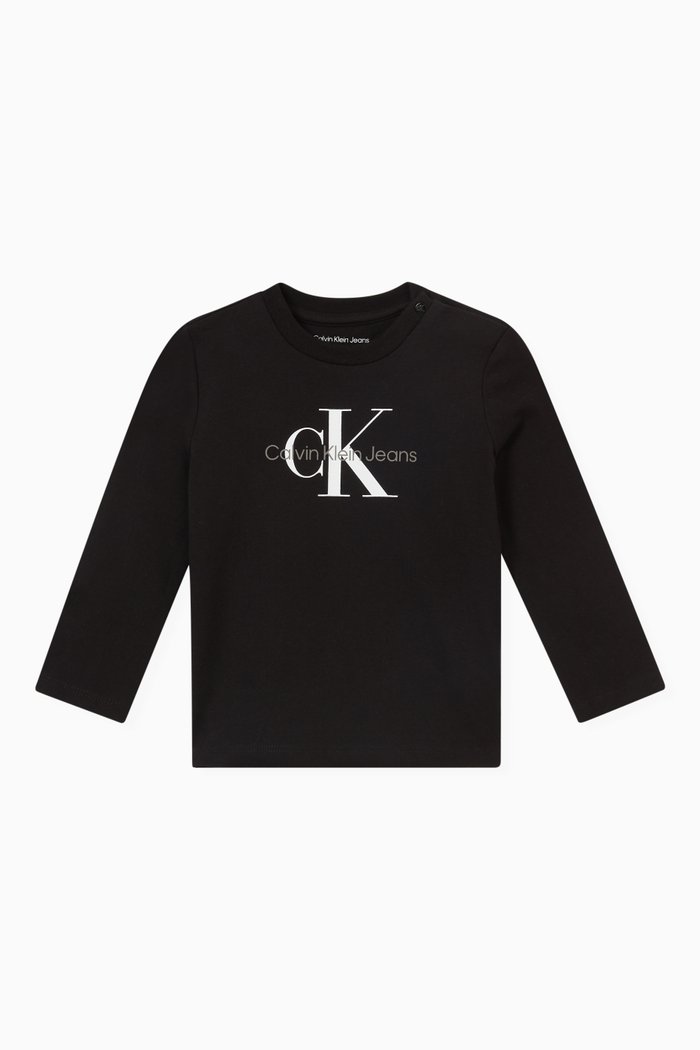 

Monogram Print T-shirt in Cotton Jersey, Black