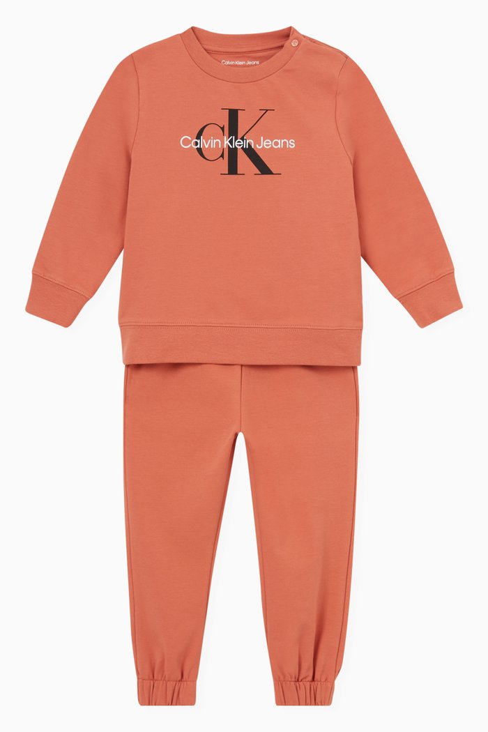

Logo Sweatshirt & Pants Set in Organic Cotton Terry, Orange