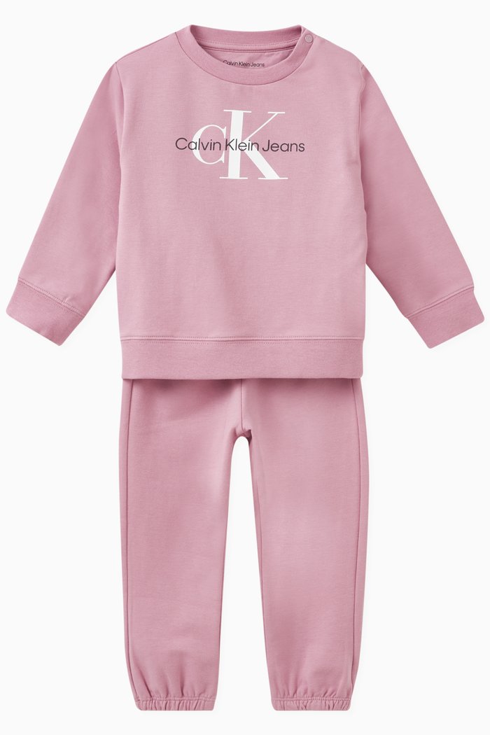 

Logo Sweatshirt & Pants Set in Organic Cotton Terry, Pink