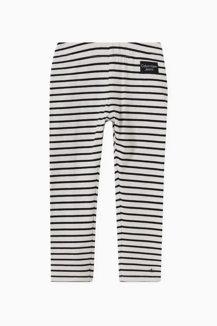 

Striped Logo Leggings in Cotton, Black