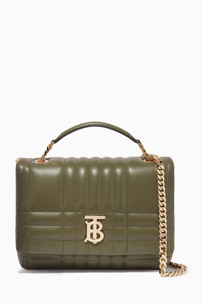 

Lola Quilted Shoulder Bag in Leather, Green