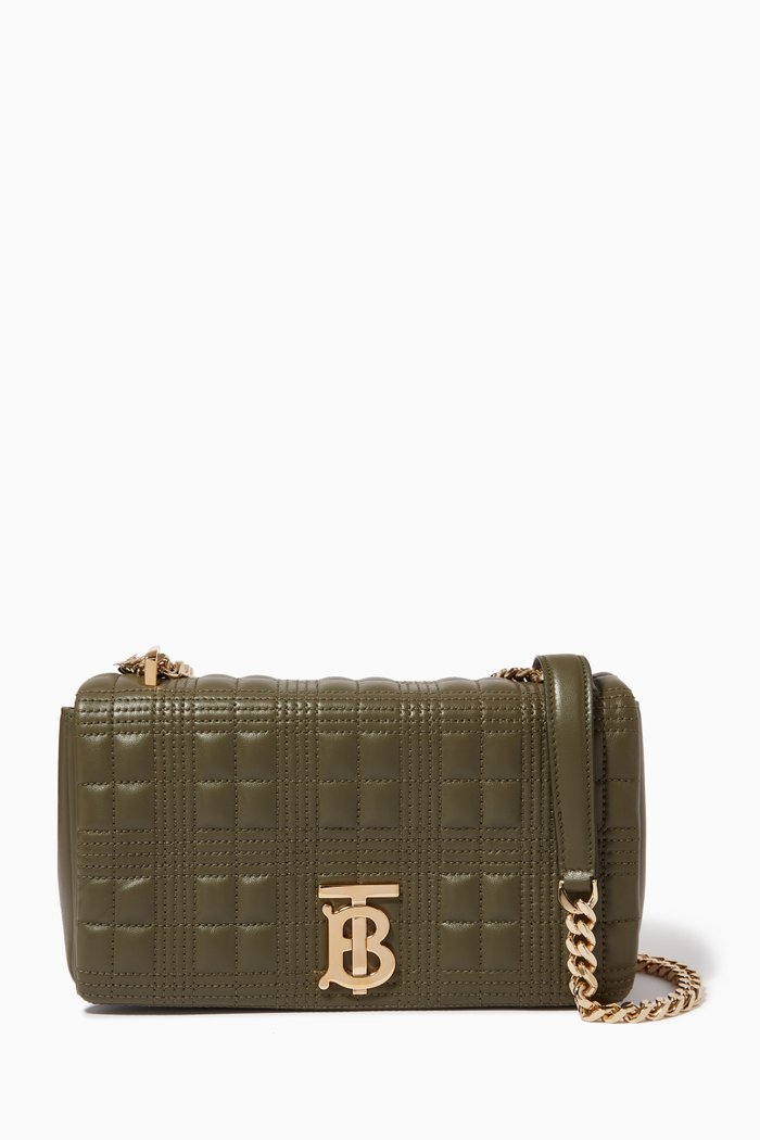 

Lola Small Shoulder Bag in Quilted Lambskin, Green