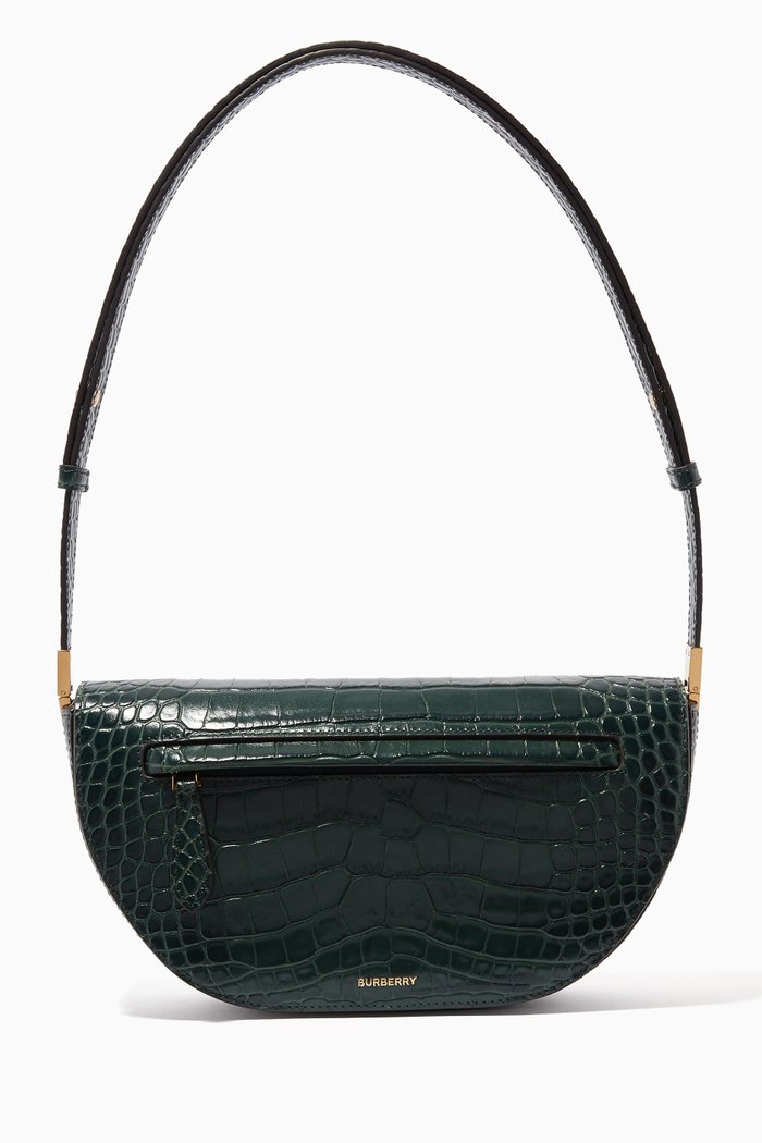 

Small Olympia Bag in Alligator-embossed Leather, Green