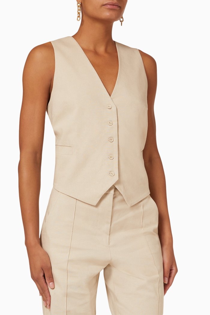 

Fallon Vest in Stretch Slub, Neutral