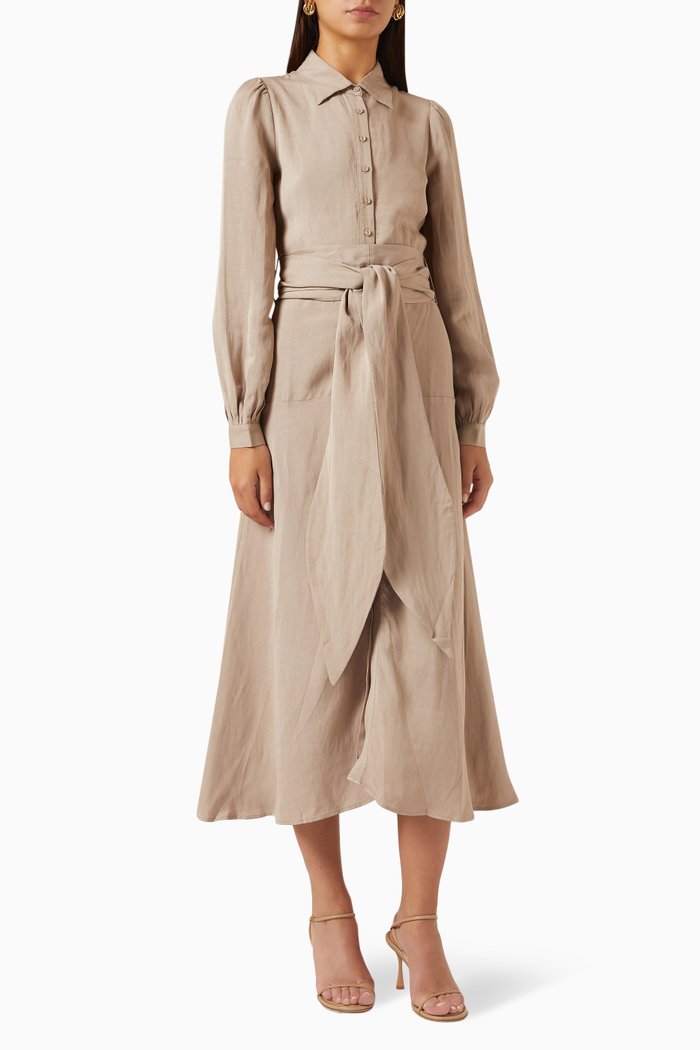 

Regalia Midi Shirt Dress in Viscose Blend, Brown