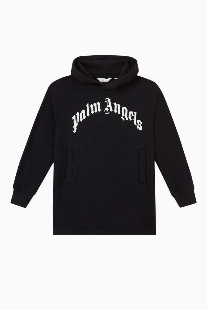 

Gothic Logo-print Hoodie Dress in Cotton, Black