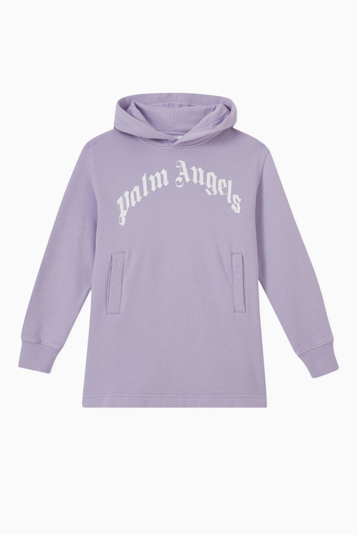 

Gothic Logo-print Hoodie Dress in Cotton, Purple