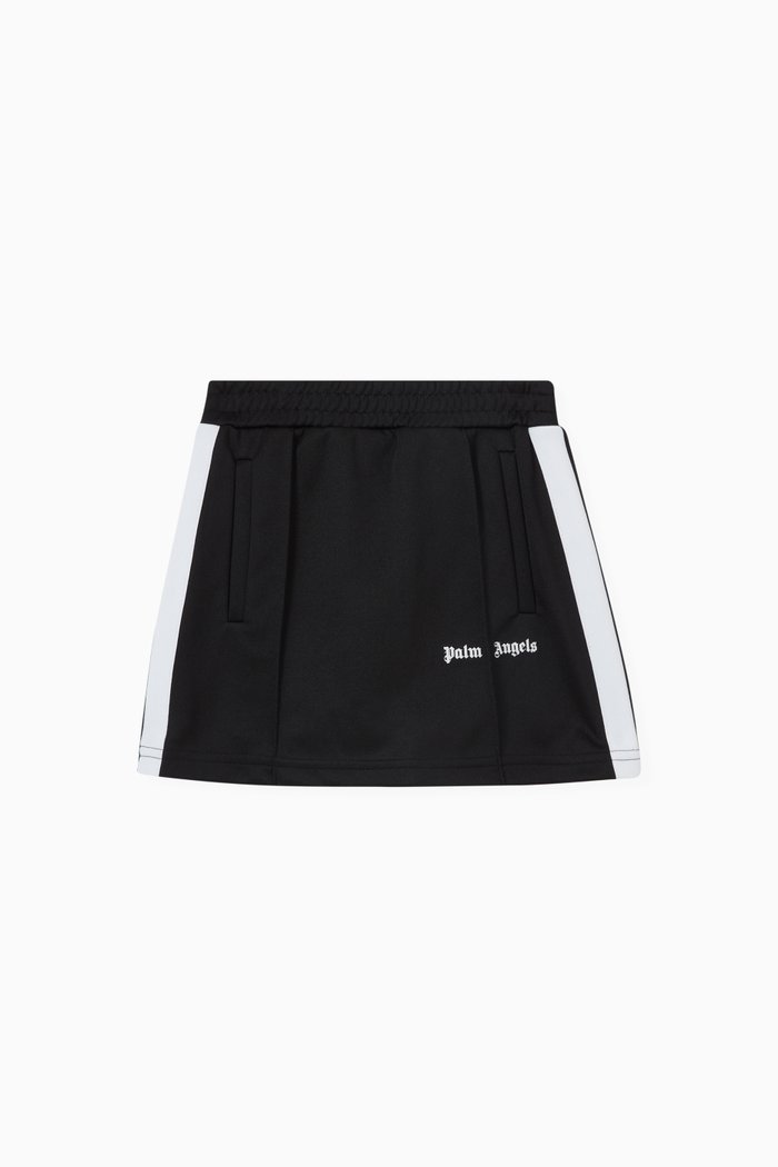 

Striped Logo Track Skirt in Polyester & Cotton, Black
