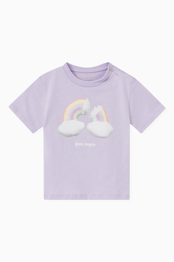 Rainbow Print T-shirt in Cotton, Purple
