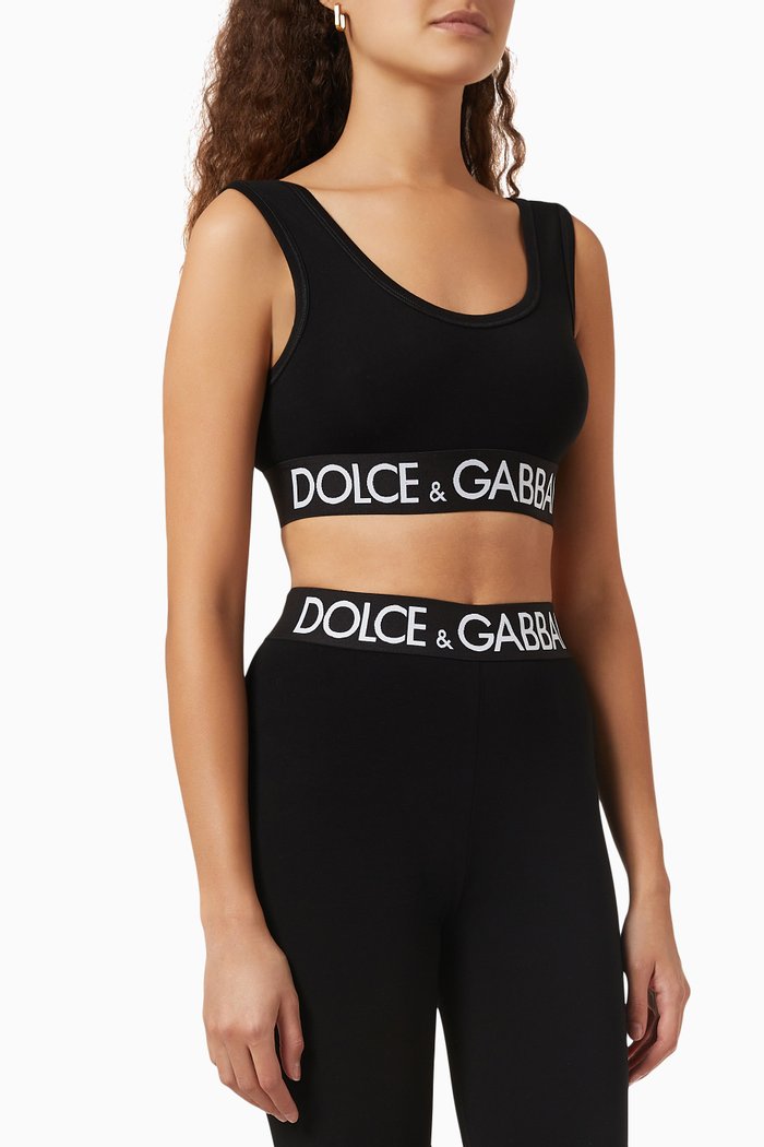 

Logo Band Sports Bra in Jersey, Black