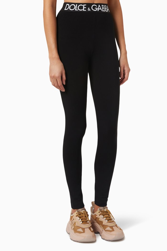 

Logo Band Leggings in Jersey, Black