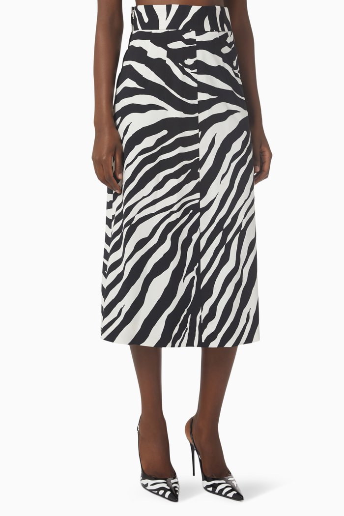 

Zebra-print Skirt in Cady, Black