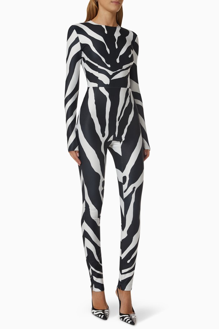 

Zebra-print Jumpsuit, Black
