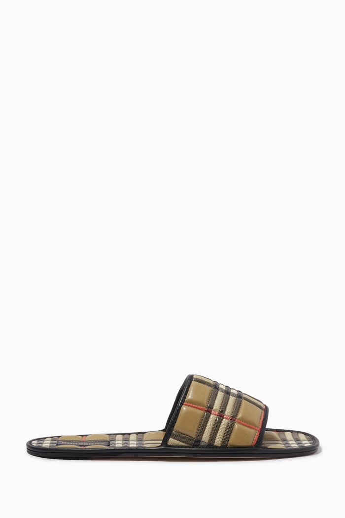 

Alixa Check Slides in Quilted Lambskin, Neutral