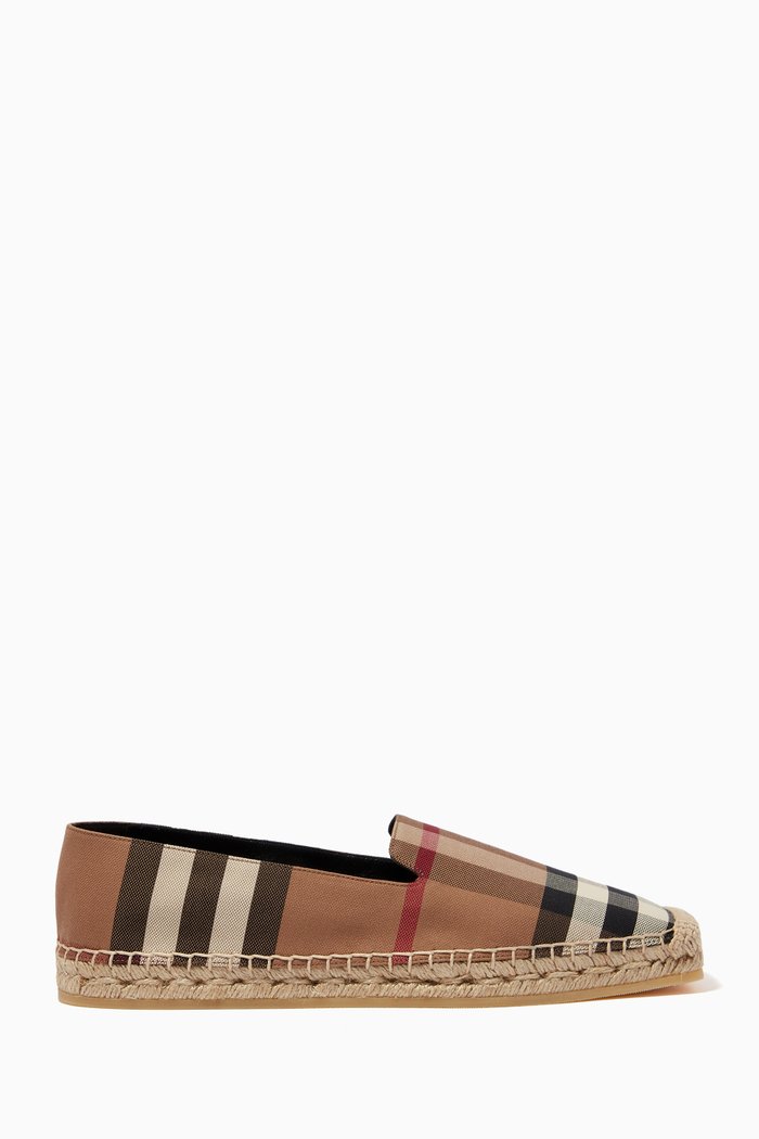 Alport Check Espadrilles in Cotton, Brown