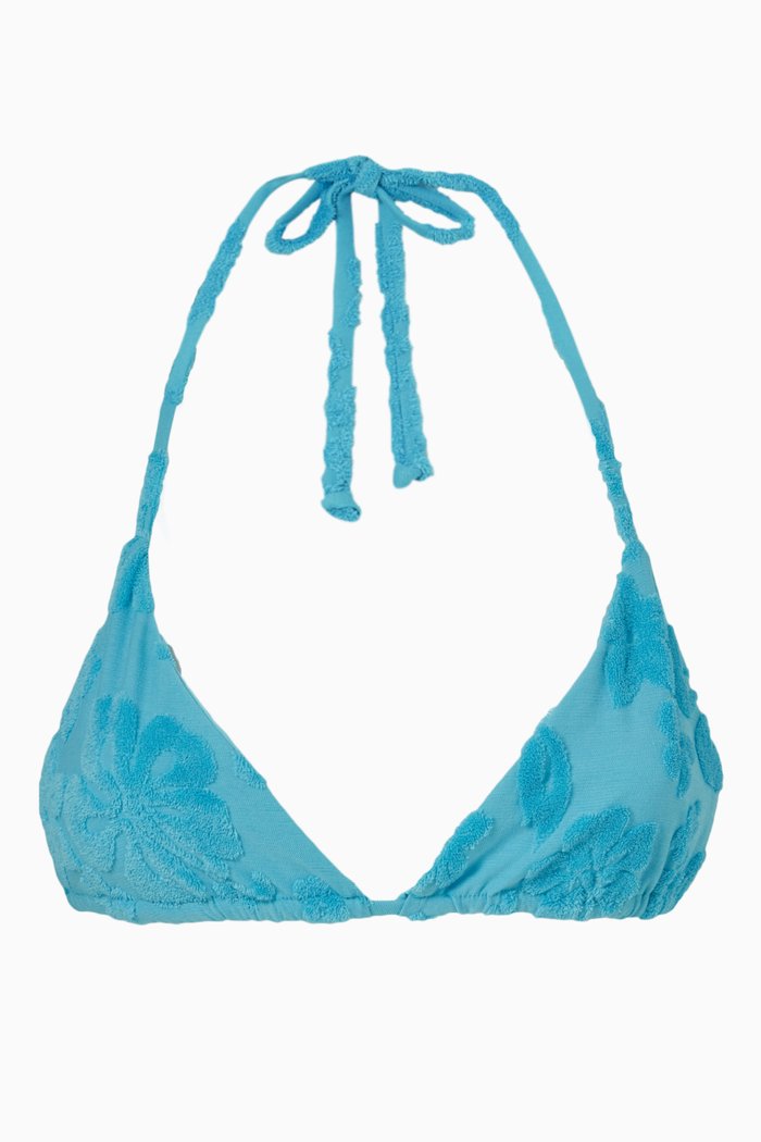 

Tia String Bikini Top in Terry Jacquard, Blue