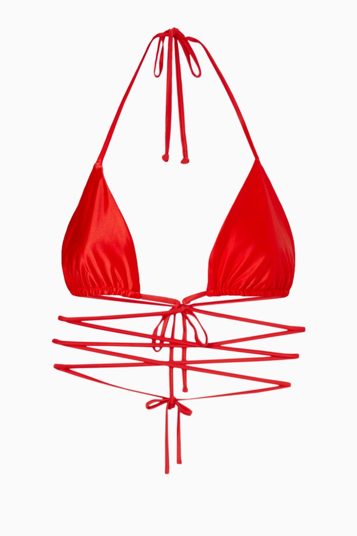 

Sky String Bikini Top in Stretch Rib, Red